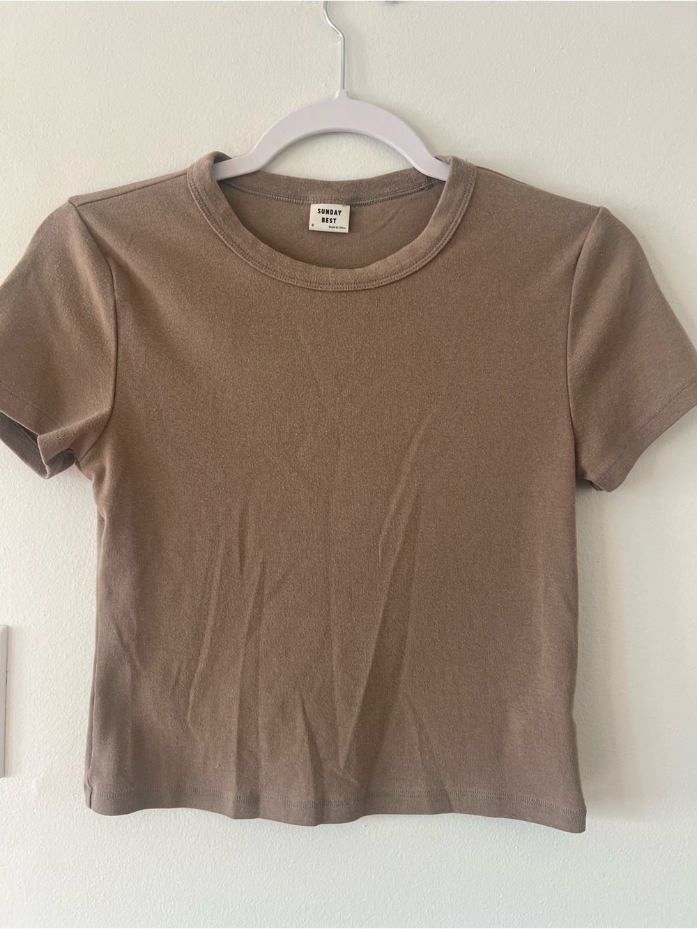 Sunday Best Aritzia Brown Short Sleeve Crop Tee Women’s Small S